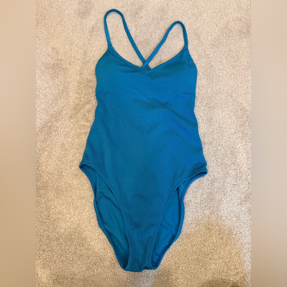 aerie Teal Textured One-Piece Swimsuit